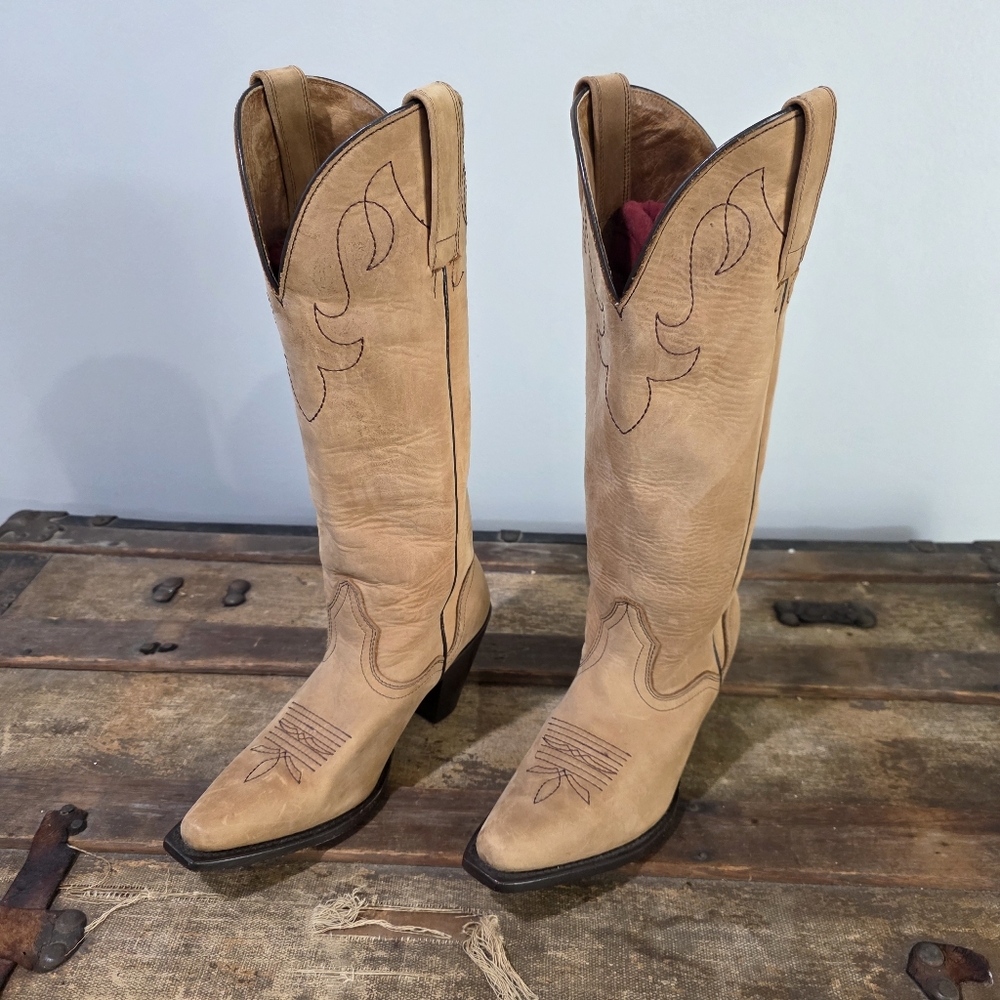J.B. Dillon Snip Toe Embroidered Western Handcrafted Soft Leather Cowgirl Boots
